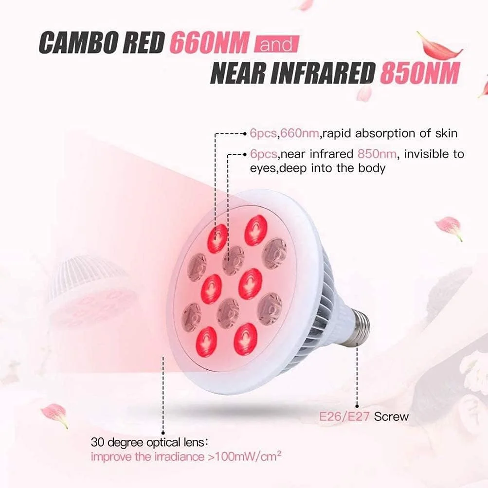 دستگاه لامپ نور درمانی قرمز، دستگاه نور درمانی مادون قرمز، لامپ زیبایی، لامپ نور درمانی قرمز ال ای دی 36 وات برای پوست، تسکین درد و ضد پیری