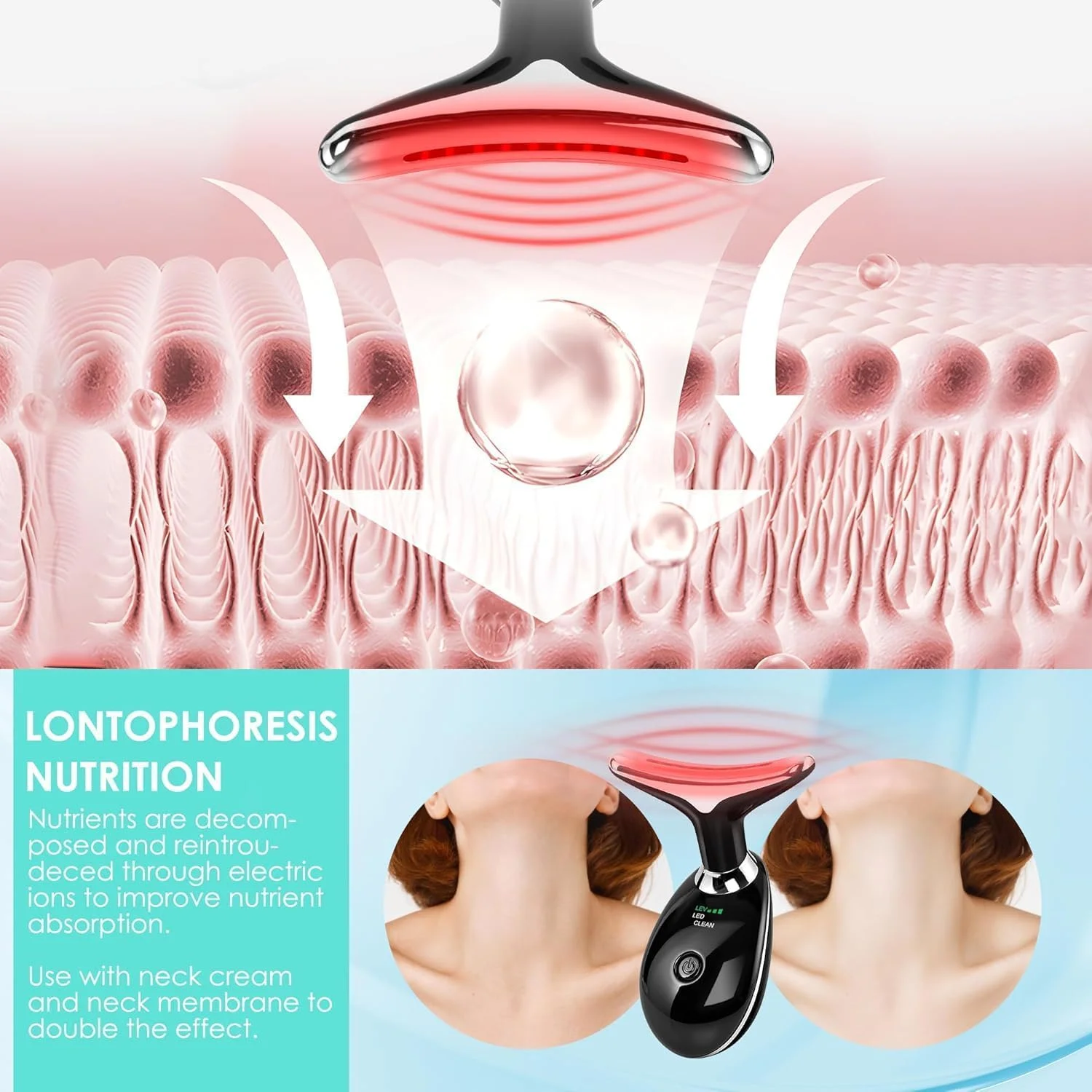 دستگاه نور درمانی قرمز برای صورت و گردن، ابزار ماساژ صورت، دستگاه لیفت و فرم دهی صورت، ماساژور صورت، دستگاه فرم دهی صورت، دستگاه نور درمانی قرمز