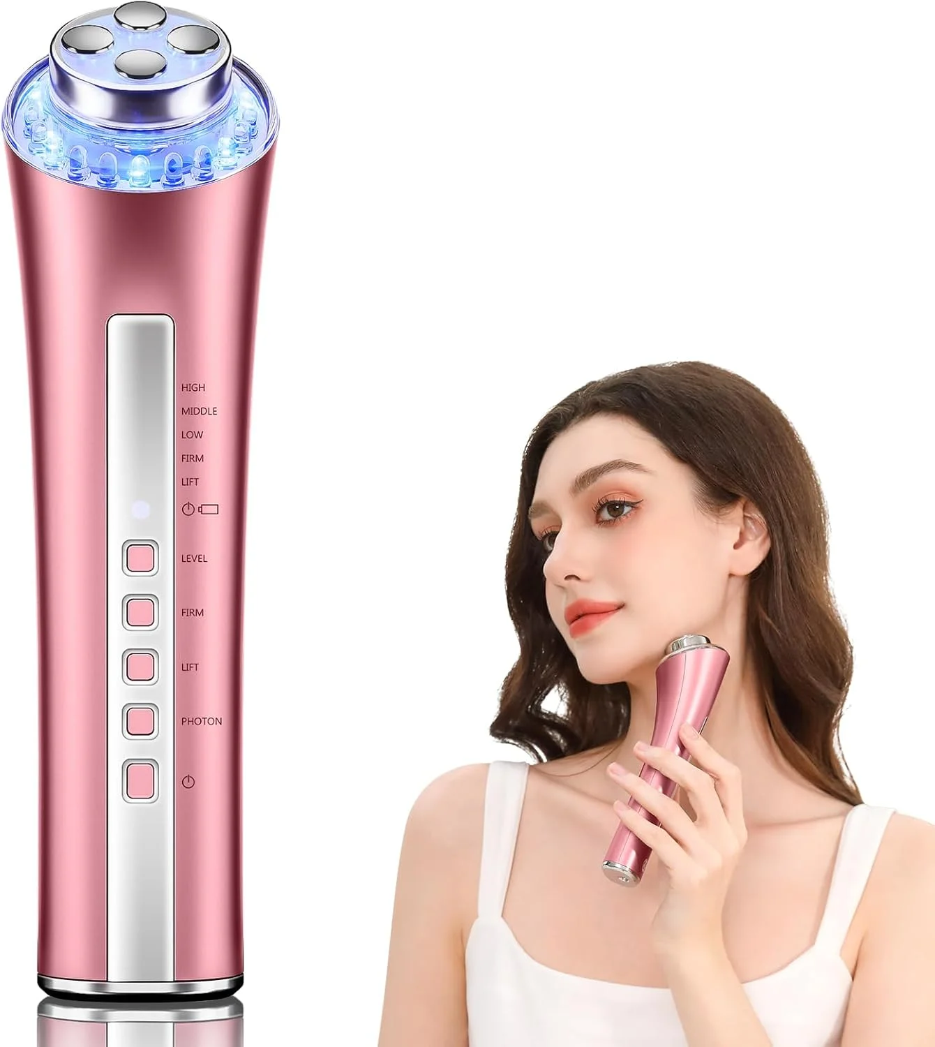 ماساژور صورت CARER SPARK، دستگاه زیبایی RF با 3 نور LED و فوتوتراپی EMS برای کاهش چین و چروک، کاهش خطوط ریز و مراقبت از پوست با فرکانس رادیویی