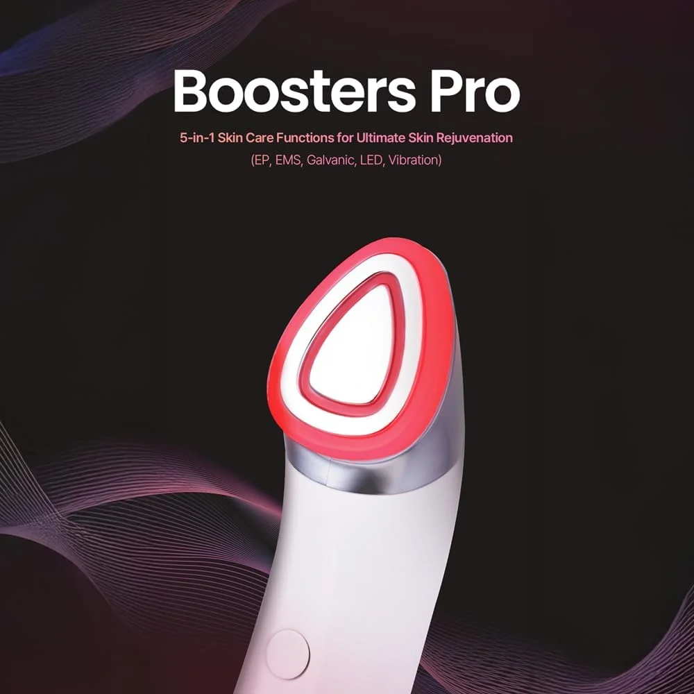 دستگاه مراقبت از پوست FaceFactory Boosters Pro – ضد پیری، فناوری LED و گالوانیک، پشتیبانی از آبرسانی، کشسانی و درخشندگی پوست، سبک و ایمن برای انواع پوست