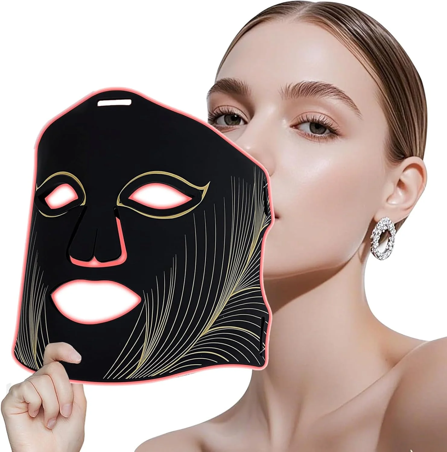 ماسک صورت LED با نور قرمز، ماسک LED برای صورت، ماسک LED با نور درمانی در 8 رنگ برای درمان آکنه با دستگاه مراقبت از نور مادون قرمز نزدیک 850 نانومتر و زیبا برای انواع پوست