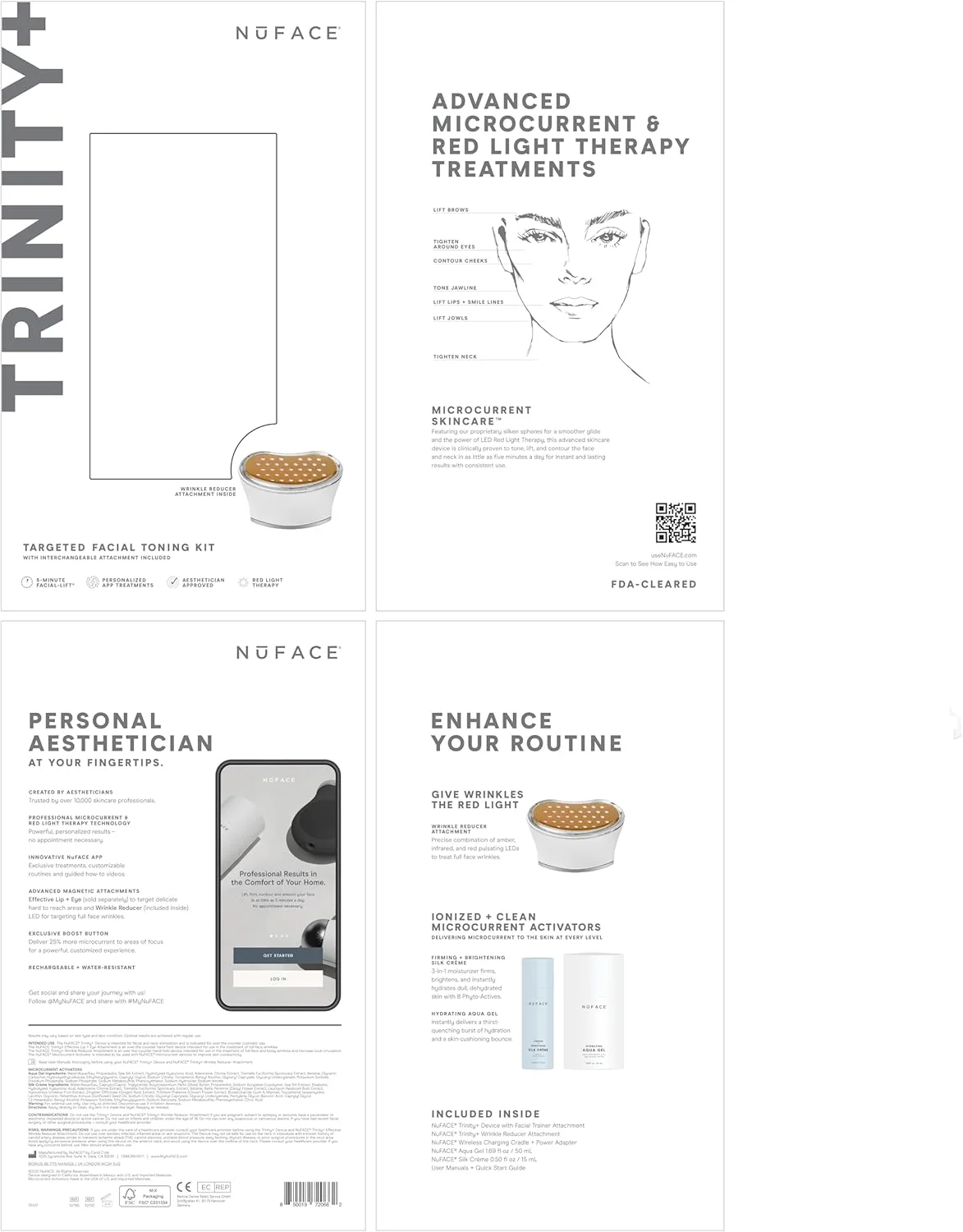 دستگاه لیفت صورت میکروکارنت NuFACE TRINITY+ به همراه سری کاهش دهنده چروک نور قرمز LED - دستگاه سفت کننده پوست دارای تاییدیه FDA + ژل فعال کننده میکروکارنت و کرم ابریشمی دستگاه لیفت صورت میکروکارنت NuFACE TRINITY+ به همراه سری کاهش دهنده چروک نور قرمز LED - دستگاه سفت کننده پوست دارای تاییدیه FDA + ژل فعال کننده میکروکارنت و کرم ابریشمی