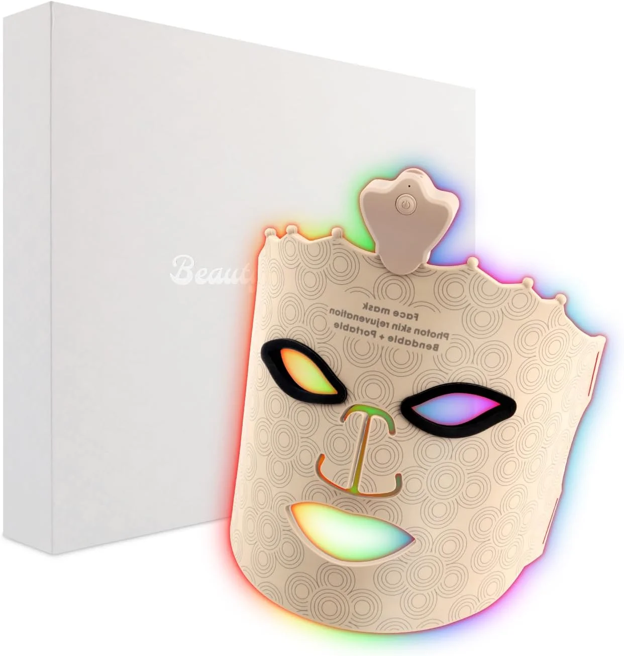 ماسک صورت با نور درمانی، نور درمانی قرمز 7 رنگ برای صورت، دستگاه نور درمانی صورت LED، ماسک صورت مراقبت از پوست شارژی و بدون سیم برای کاهش چروک