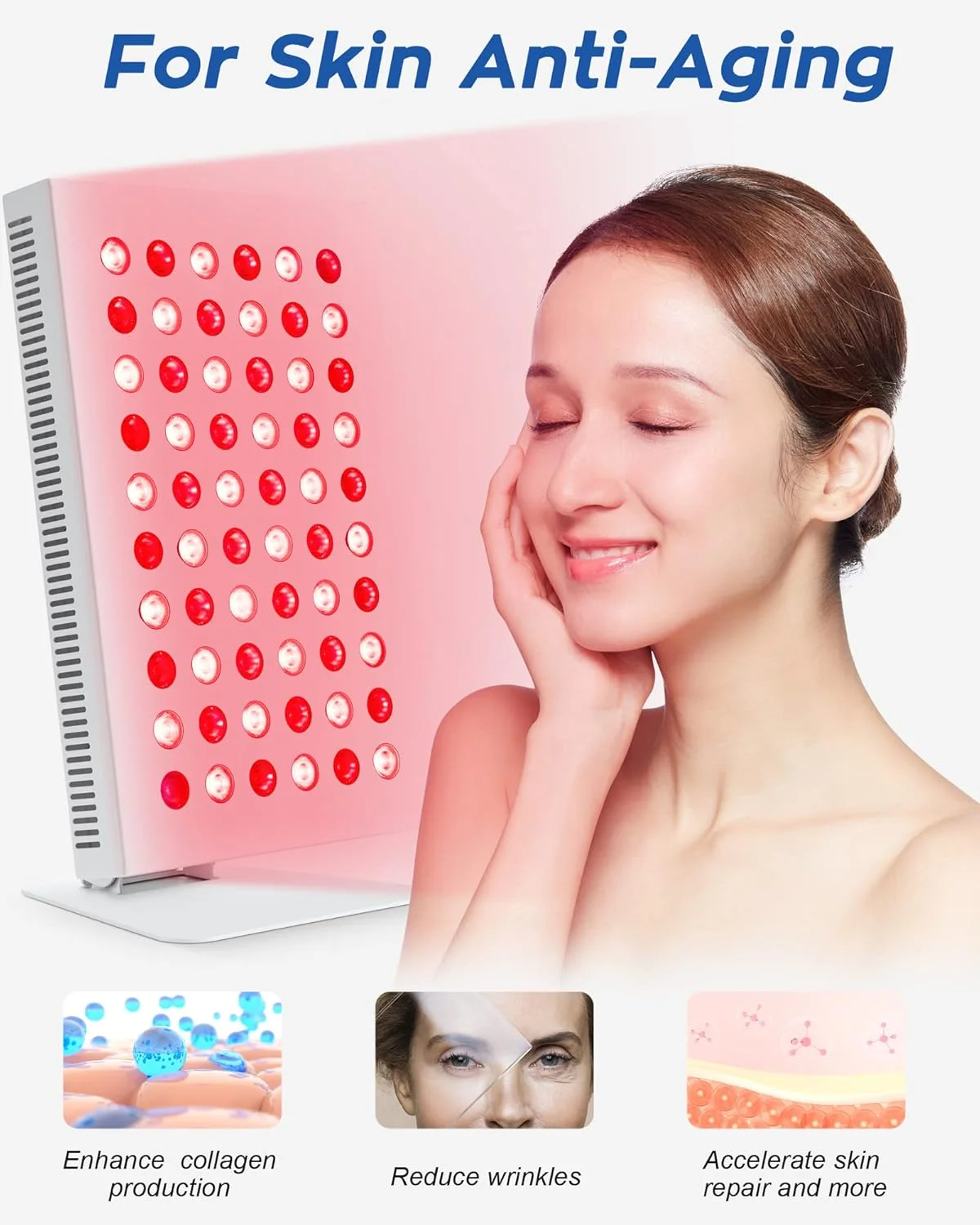 دستگاه نوردرمانی LED قرمز Sunity برای بدن و صورت، با ترکیب نور LED 660 نانومتر و مادون قرمز نزدیک 850 نانومتر برای جوانسازی پوست و تسکین درد عضلات و مفاصل