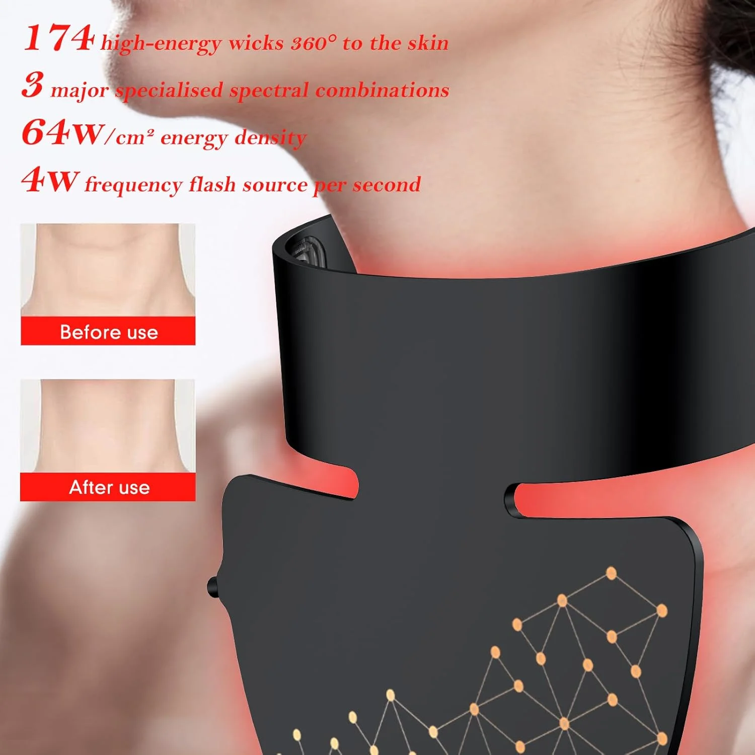 ماسک صورت و گردن LED، نور درمانی با 4 رنگ قرمز/آبی/زرد/سفید، دستگاه زیبایی مراقبت از پوست خانگی با 4 حالت و تایمر برای کاهش چین و چروک، سفت کردن و جوانسازی پوست (مشکی) ماسک صورت و گردن LED، نور درمانی با 4 رنگ قرمز/آبی/زرد/سفید، دستگاه زیبایی مراقبت از پوست خانگی با 4 حالت و تایمر برای کاهش چین و چروک، سفت کردن و جوانسازی پوست (مشکی)