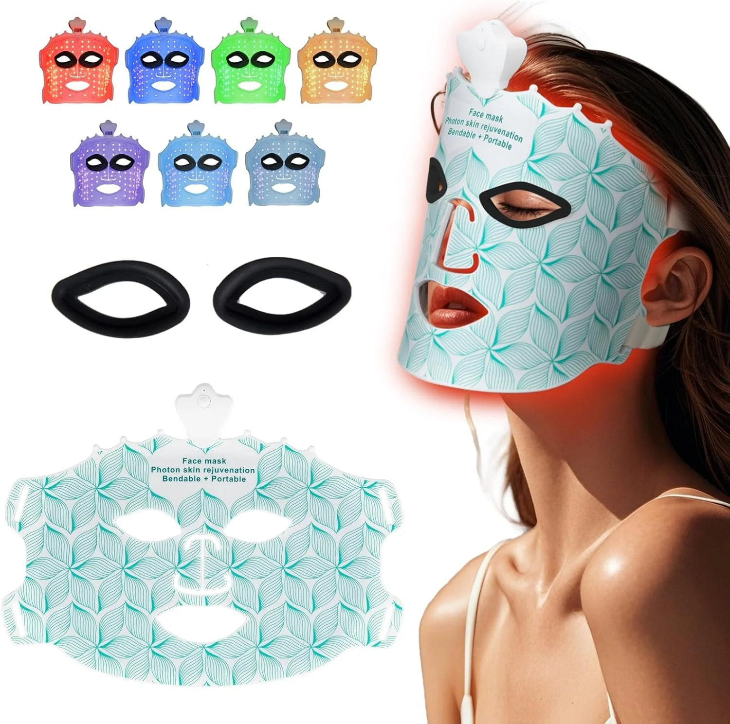 ماسک نور قرمز برای صورت، ماسک نور درمانی 7 رنگ برای زنان، نور ال ای دی قرمز حرفه ای برای خطوط ریز و صاف، کوچک کردن منافذ، دستگاه مراقبت از زیبایی پوست صورت در خانه (سبز)