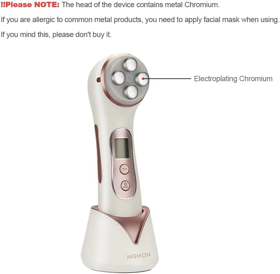 دستگاه کاهش چین و چروک MiSMON، ماساژور صورت چند منظوره 5 در 1، دستگاه زیبایی مراقبت از پوست LED با فرکانس بالا، جوانسازی پوست/لیفتینگ صورت/پاکسازی صورت