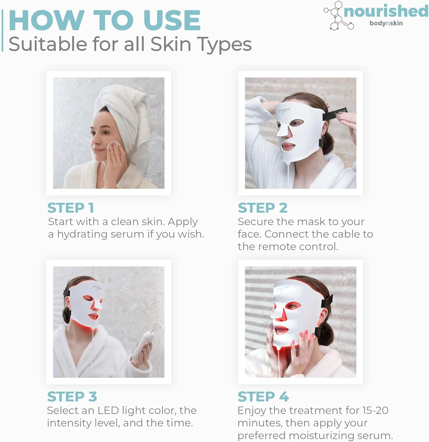 7-Colour LED Face Mask with Near Infrared - Blue, Red Light Therapy for the Face - 114 LEDs - Skin Care Device Against Wrinkles, Anti-Ageing