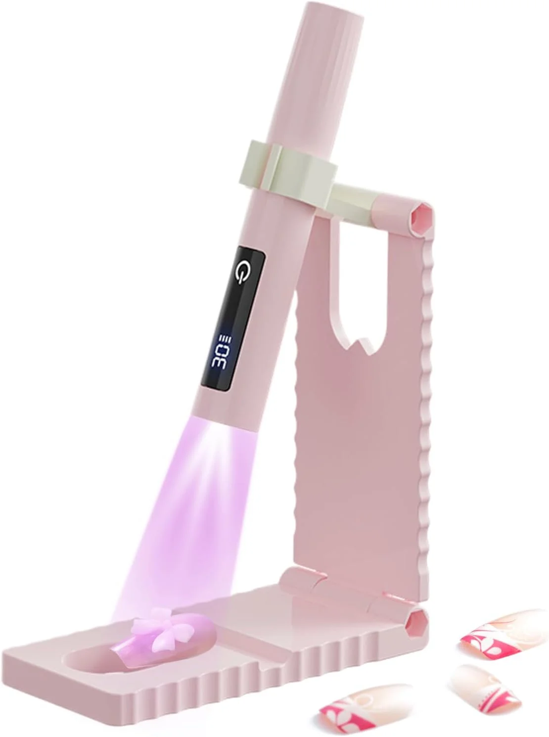 چراغ UV ناخن مینی - چراغ مانیکور با شارژ USB، چراغ ناخن با صفحه نمایش LCD با 2 حالت زمان بندی برای استودیو مانیکور پدیکور سفر جاده ای کمپینگ هواپیما