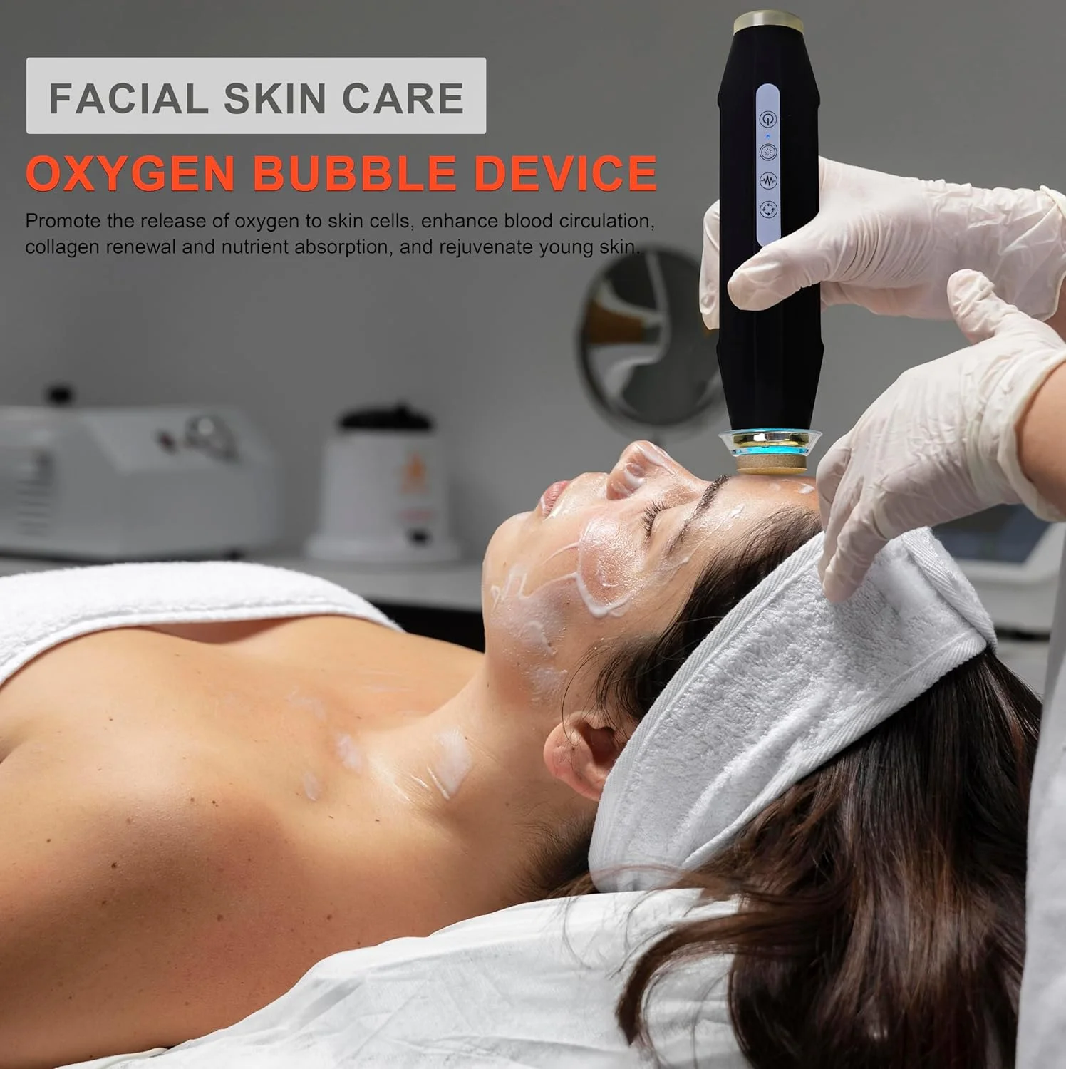 دستگاه اکسیژنو حباب ساز صورت الیتزیا با نوردرمانی LED هفت رنگ، دستگاه مراقبت از پوست قابل حمل برای آبرسانی، سفت کردن، پاکسازی منافذ، مناسب استفاده در سالن، اسپا و منزل مدل ETOB01