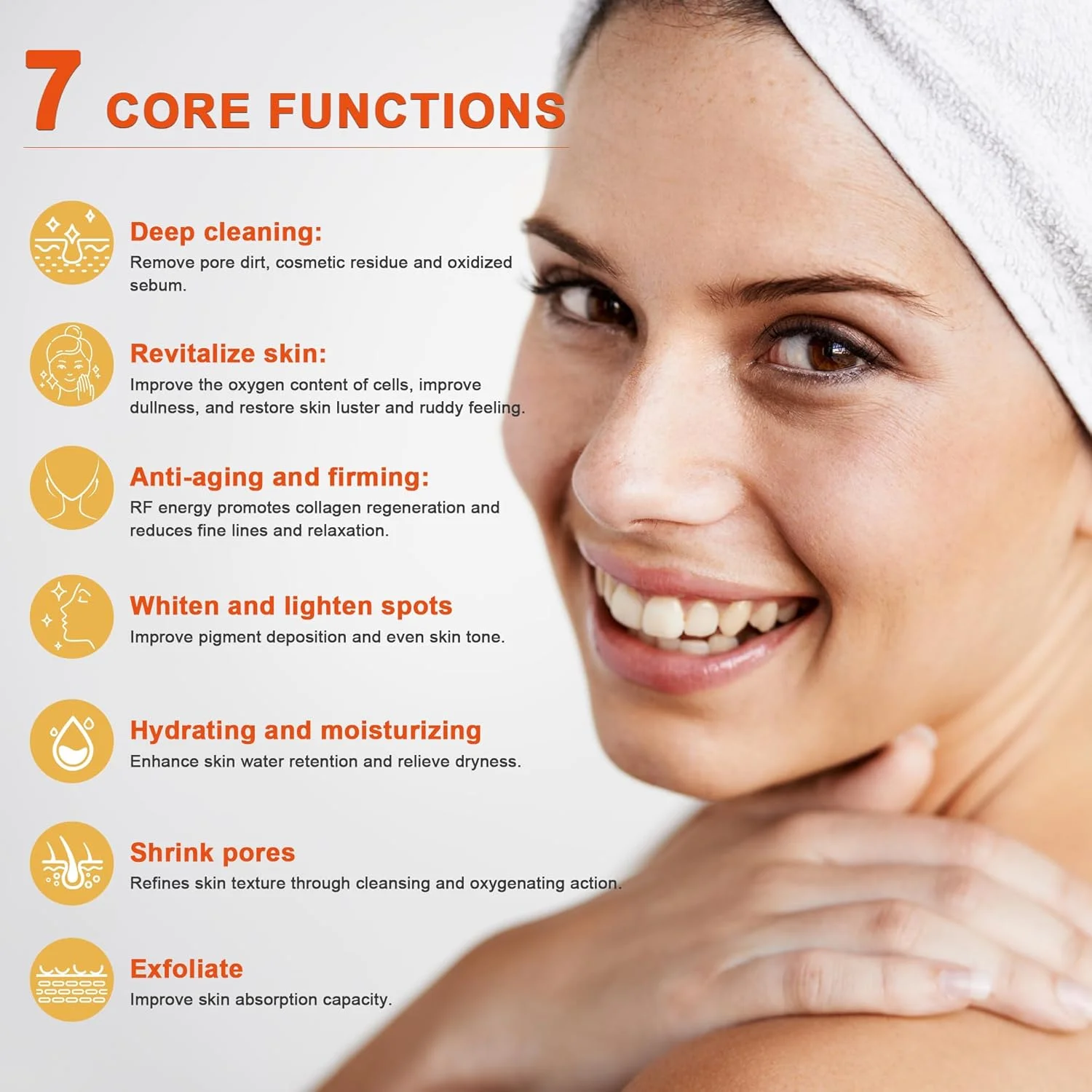 دستگاه اکسیژنو حباب ساز صورت الیتزیا با نوردرمانی LED هفت رنگ، دستگاه مراقبت از پوست قابل حمل برای آبرسانی، سفت کردن، پاکسازی منافذ، مناسب استفاده در سالن، اسپا و منزل مدل ETOB01