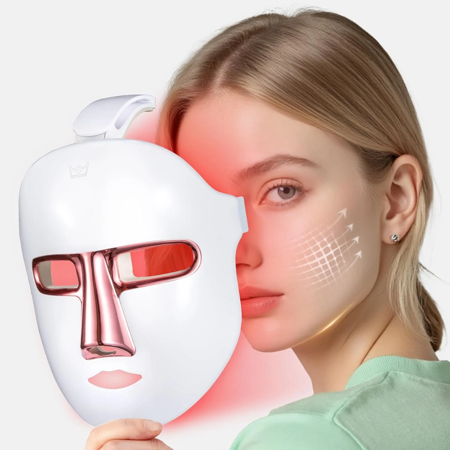 ماسک نور درمانی قرمز برای صورت، ماسک نور 7 رنگ با 90 LED برای ضد پیری، صاف کردن خطوط ریز، کوچک کردن منافذ، دستگاه مراقبت از زیبایی پوست صورت در خانه برای زنان