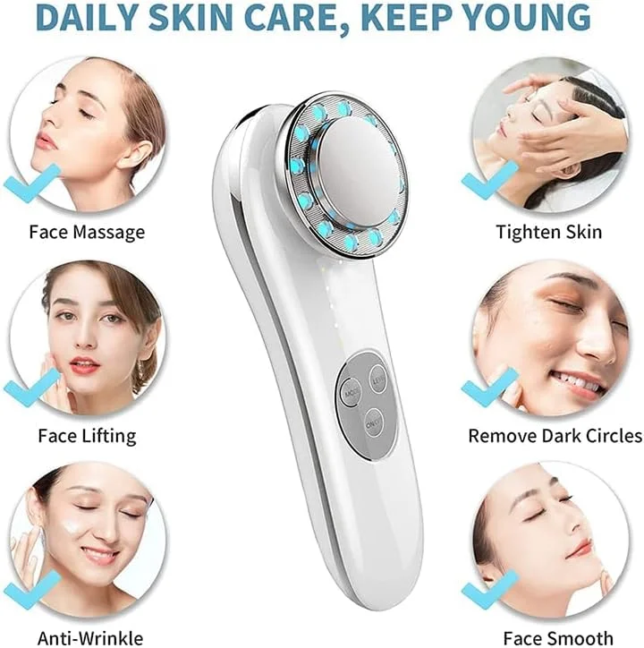 دستگاه زیبایی نور LED 7 در 1 ماساژور صورت، دستگاه لیفتینگ صورت با میکرو جریان، پاک کننده صورت، ماسک LED، ابزار مراقبت از پوست