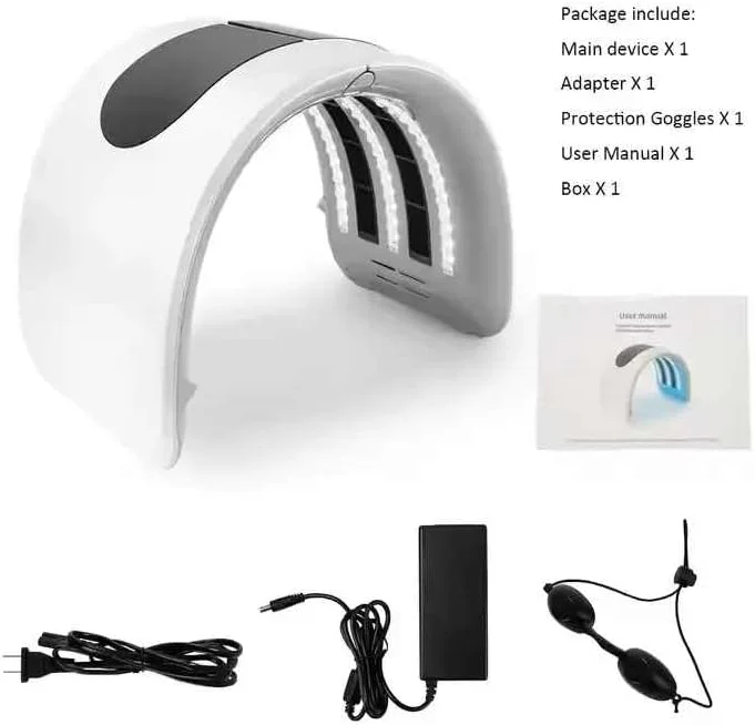 دستگاه نوردرمانی صورت - ماسک LED هفت رنگ با حسگر لمسی - دستگاه زیبایی خانگی برای مراقبت از پوست صورت و بدن، به همراه اسپری مرطوب کننده