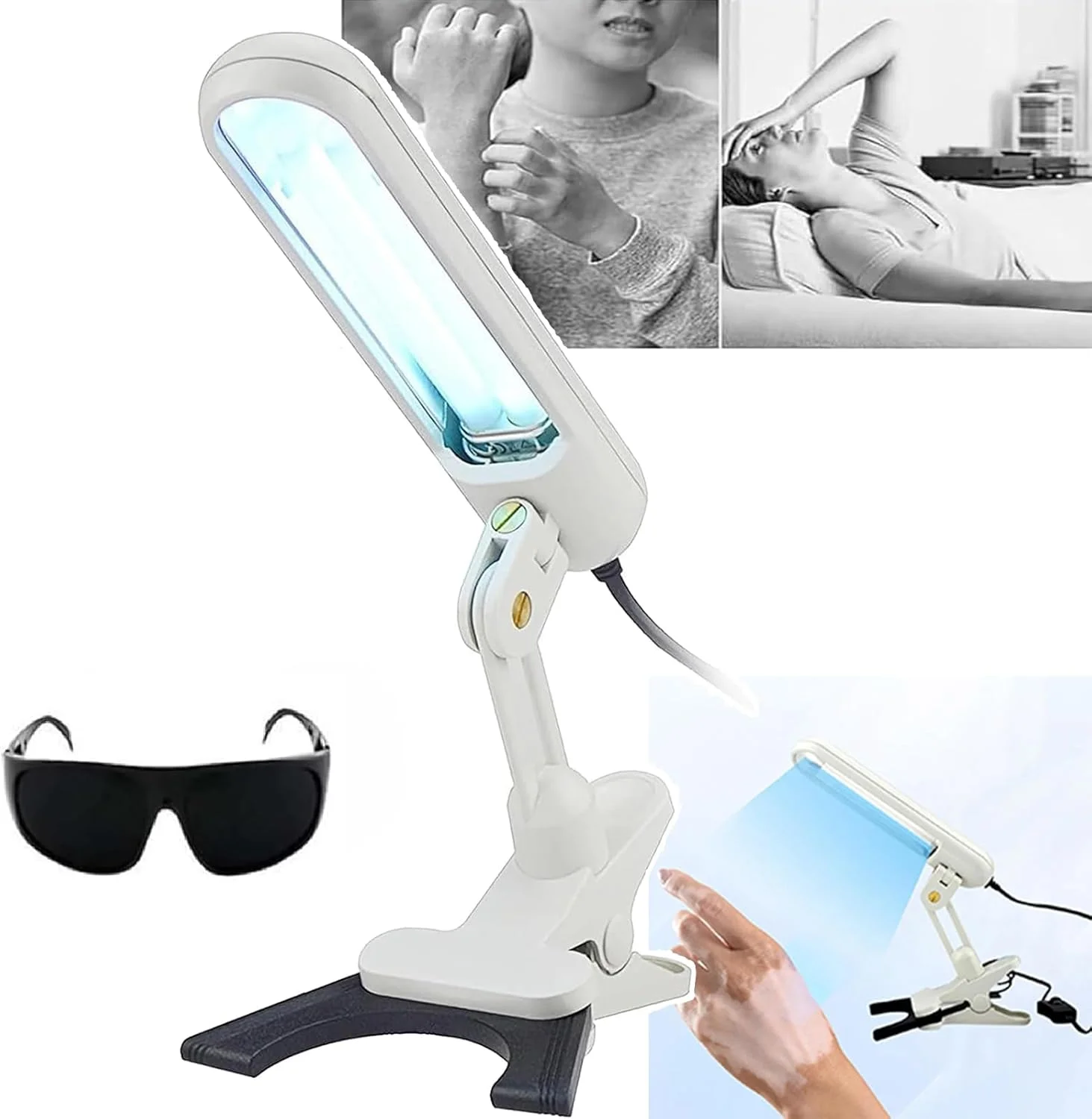 دستگاه مراقبت از پوست طیف باریک 311، لامپ فتوتراپی UVB قابل حمل، به همراه عینک محافظ، محدوده تابش: 48 سانتی متر مربع، برای پوست، بدن، پوست سر، الف