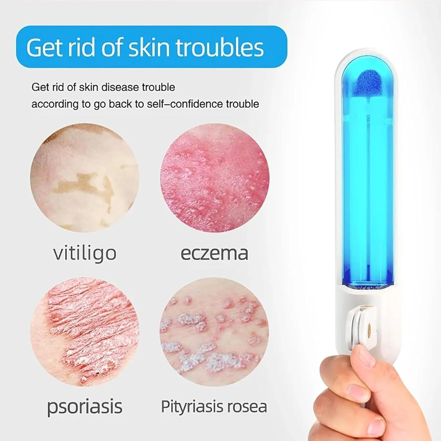 دستگاه مراقبت از پوست طیف باریک 311، لامپ فتوتراپی UVB قابل حمل، به همراه عینک محافظ، محدوده تابش: 48 سانتی متر مربع، برای پوست، بدن، پوست سر، الف