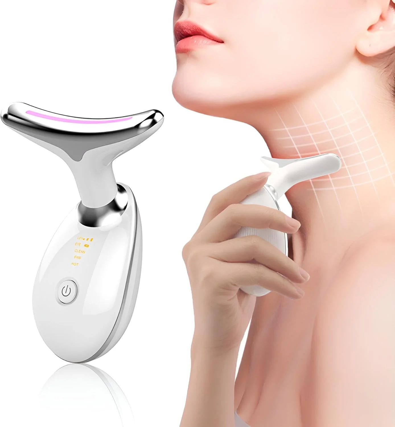 ماساژور صورت LED هفت رنگ، دستگاه زیبایی الکتریکی با کنترل دما، سفید ماساژور صورت LED هفت رنگ، دستگاه زیبایی الکتریکی با کنترل دما، سفید