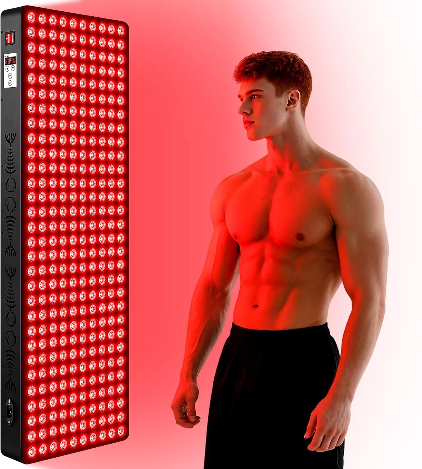 دستگاه نوردرمانی قرمز برای بدن، پنل نوردرمانی مادون قرمز نزدیک 660 نانومتر 850 نانومتر، دستگاه ال ای دی 300 دوگانه با توان 1500 وات، ایده آل برای بدن، صورت، بهبود خواب، سلامت پوست، شامل کیت آویز و دسته