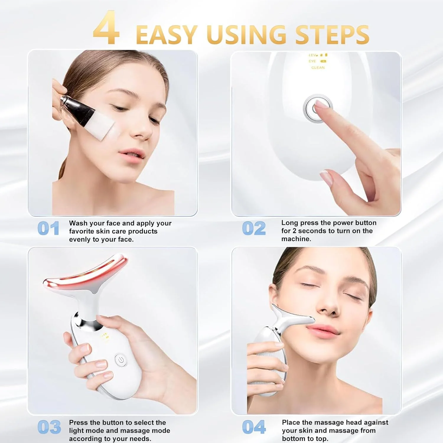 ماساژور صورت LED هفت رنگ، دستگاه زیبایی الکتریکی با کنترل دما، سفید ماساژور صورت LED هفت رنگ، دستگاه زیبایی الکتریکی با کنترل دما، سفید