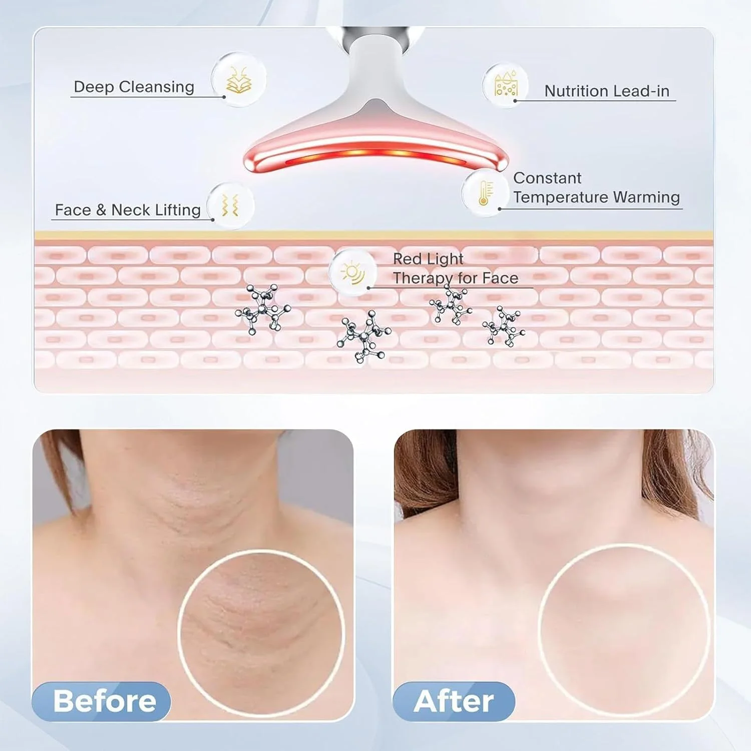 ماساژور صورت LED هفت رنگ، دستگاه زیبایی الکتریکی با کنترل دما، سفید ماساژور صورت LED هفت رنگ، دستگاه زیبایی الکتریکی با کنترل دما، سفید