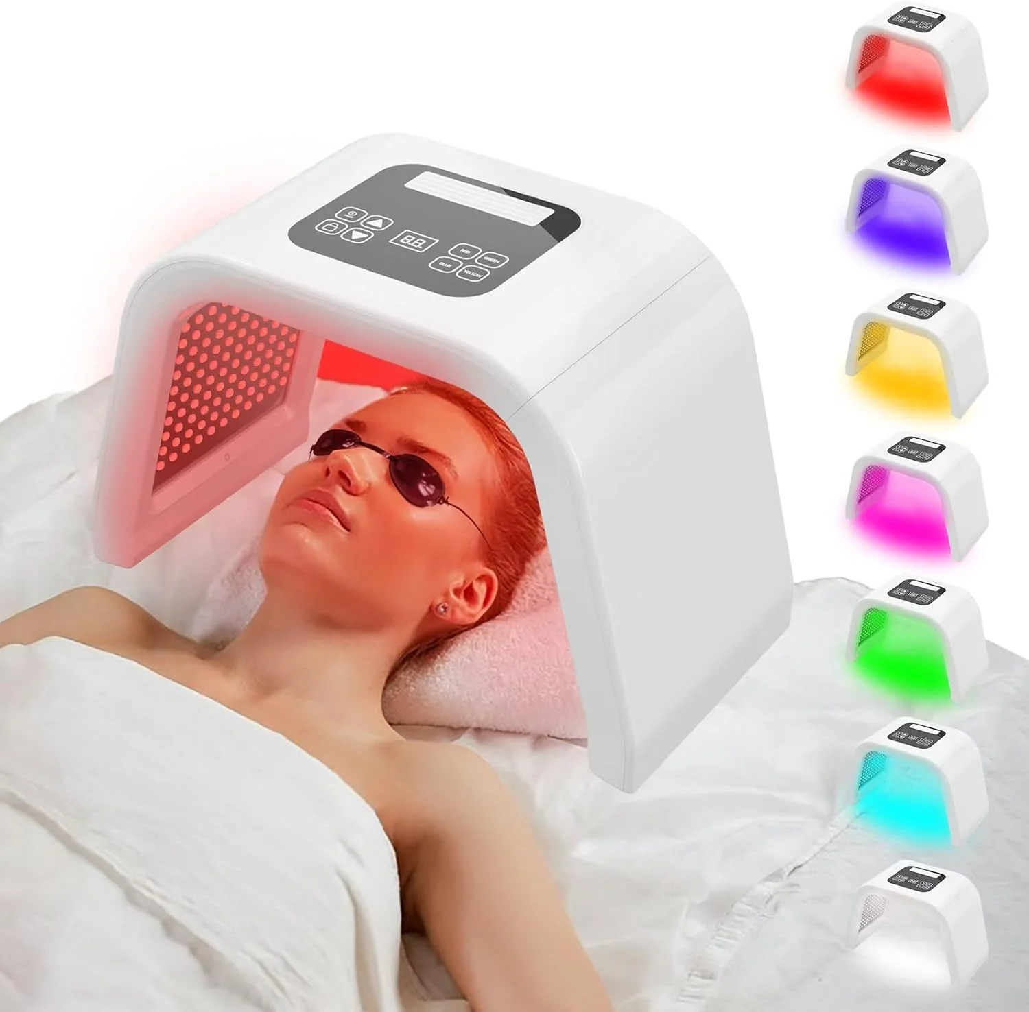 دستگاه مراقبت از پوست با نور فوتون LED هفت رنگ، سفت کننده پوست صورت، از بین برنده آکنه، ضد چروک، دستگاه زیبایی لامپ PDT