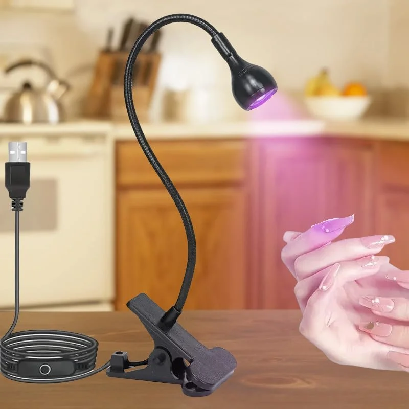 چراغ ناخن 395 نانومتری با پایه نگهدارنده گوشی گردنی - دستگاه قابل حمل برای ناخن های ژلی؛ ماندگاری طولانی؛ راحت، مشکی