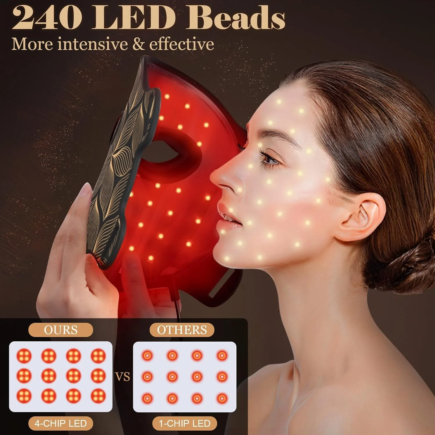 ماسک نور درمانی صورت LED با 7+1 رنگ، نور درمانی با مادون قرمز نزدیک 850 نانومتر، دستگاه مراقبت از پوست قابل حمل و شارژی برای استفاده در خانه و مسافرت، مشکی