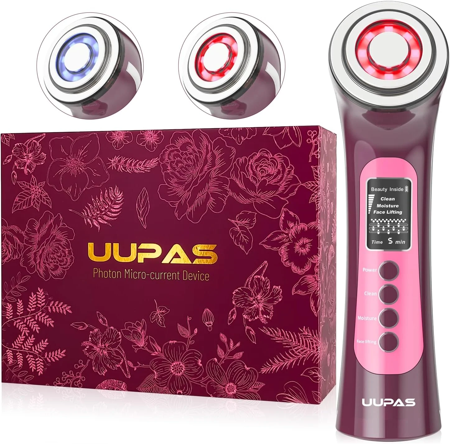 دستگاه میکرو جریان باریک فوتون UUPAS - دستگاه دیواری LED با نور قرمز و آبی برای صورت - دستگاه صورت فرکانس رادیویی و میکرو جریان EMS - سفت کننده، لیفتینگ و ضد پیری پوست دستگاه میکرو جریان باریک فوتون UUPAS - دستگاه دیواری LED با نور قرمز و آبی برای صورت - دستگاه صورت فرکانس رادیویی و میکرو جریان EMS - سفت کننده، لیفتینگ و ضد پیری پوست