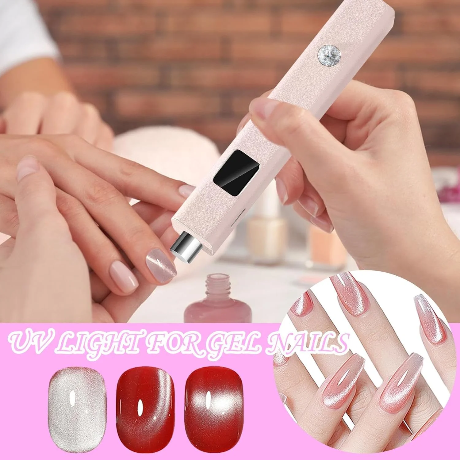 چراغ یو وی ژل ناخن - چراغ ژل آهنربایی قابل حمل | ابزار مانیکور قابل شارژ، چراغ دستی برای سالن خانگی، اتاق، مانیکور، حمام، مسافرت، پیشخوان، خوابگاه، روتین مراقبت شخصی