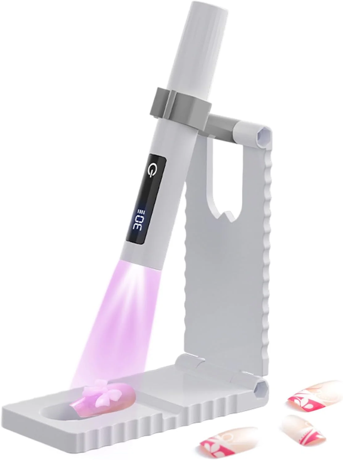 چراغ UV کوچک برای ناخن - خشک کن لاک ژل با شارژ USB - چراغ LED قابل حمل با صفحه نمایش LCD و 2 حالت زمان بندی برای مانیکور پدیکور استودیو منزل هواپیما کمپینگ