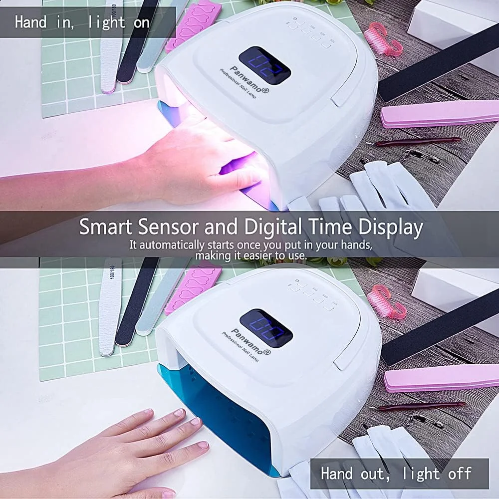 دستگاه خشک کن لاک ناخن LED UV شارژی بی سیم، خشک کن حرفه ای ناخن با 42 لامپ LED قرمز، استیل ضد زنگ جداشدنی، 4 تنظیم تایمر و سنسور هوشمند، دستگاه قابل حمل برای ناخن های دست و پا