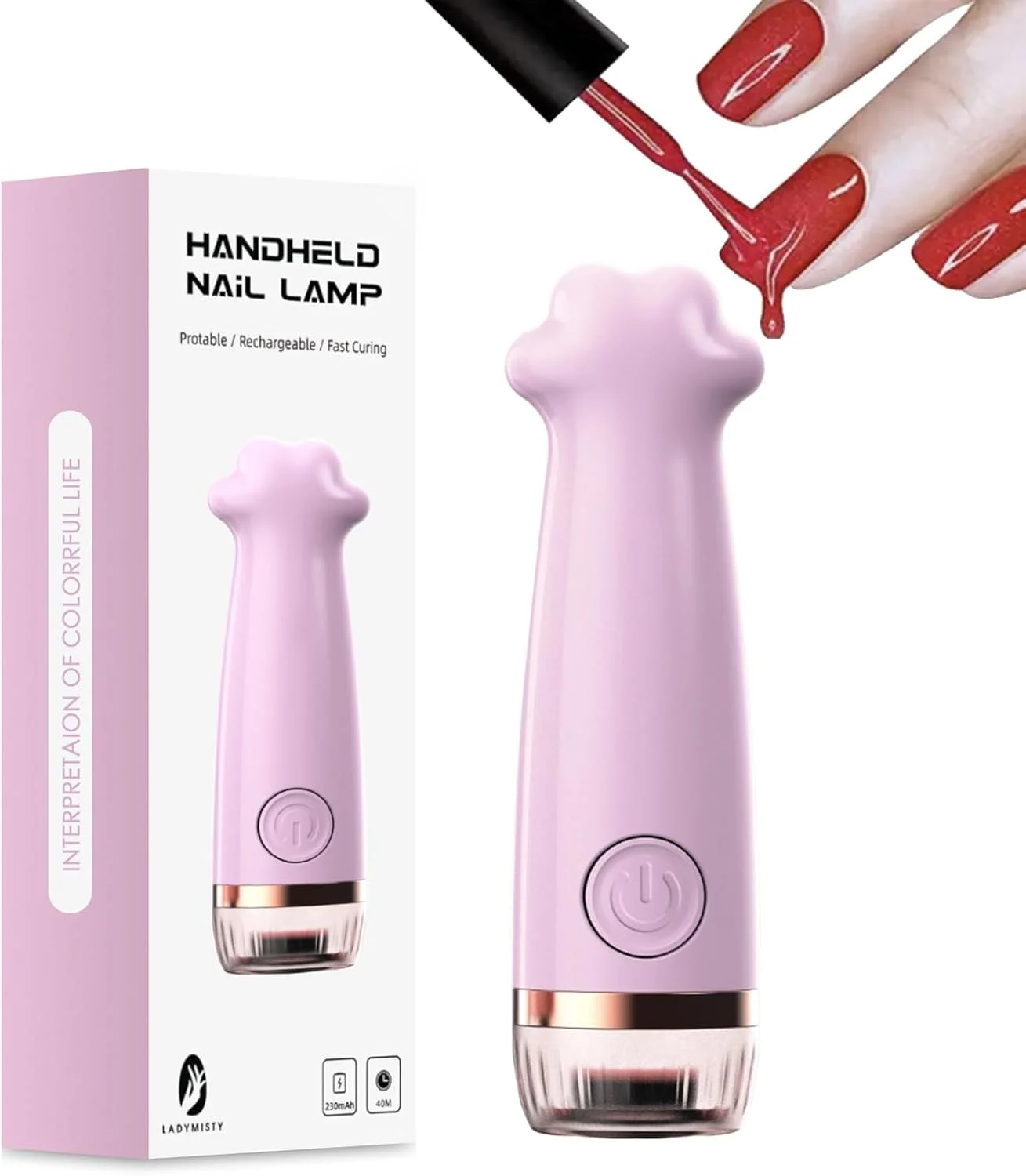 چراغ LED لاک ناخن | چراغ UV قابل شارژ 3 وات با 2 تنظیمات تایمر - قلم خشک کن ناخن اکریلیک | برای خانه، سالن زیبایی، مرکز اسپا، مسافرت، تعطیلات، دفتر، محوطه دانشگاه، آپارتمان