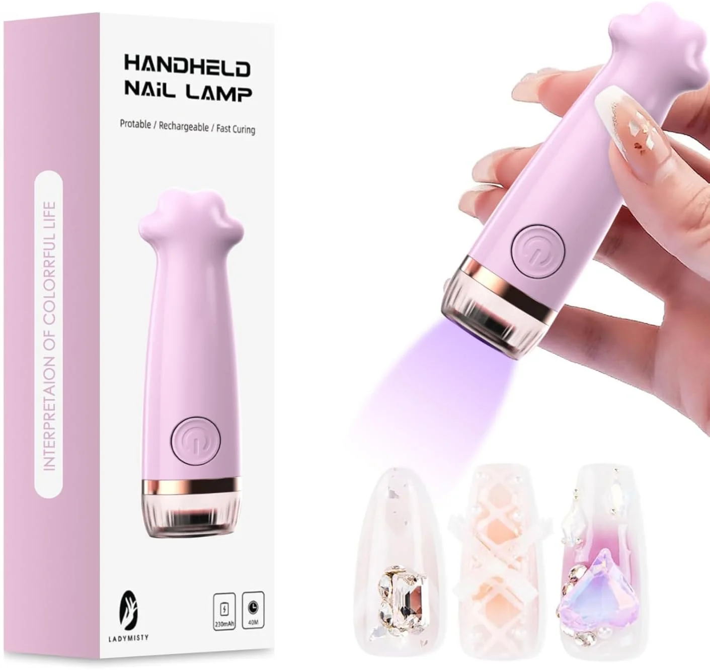 لامپ LED لاک ناخن | دستگاه خشک کننده قابل حمل 3 وات، چراغ ناخن اکریلیک قابل حمل | مناسب برای خانه، سالن زیبایی، مسافرت، تعطیلات، دفتر، محوطه دانشگاه، آپارتمان، خوابگاه