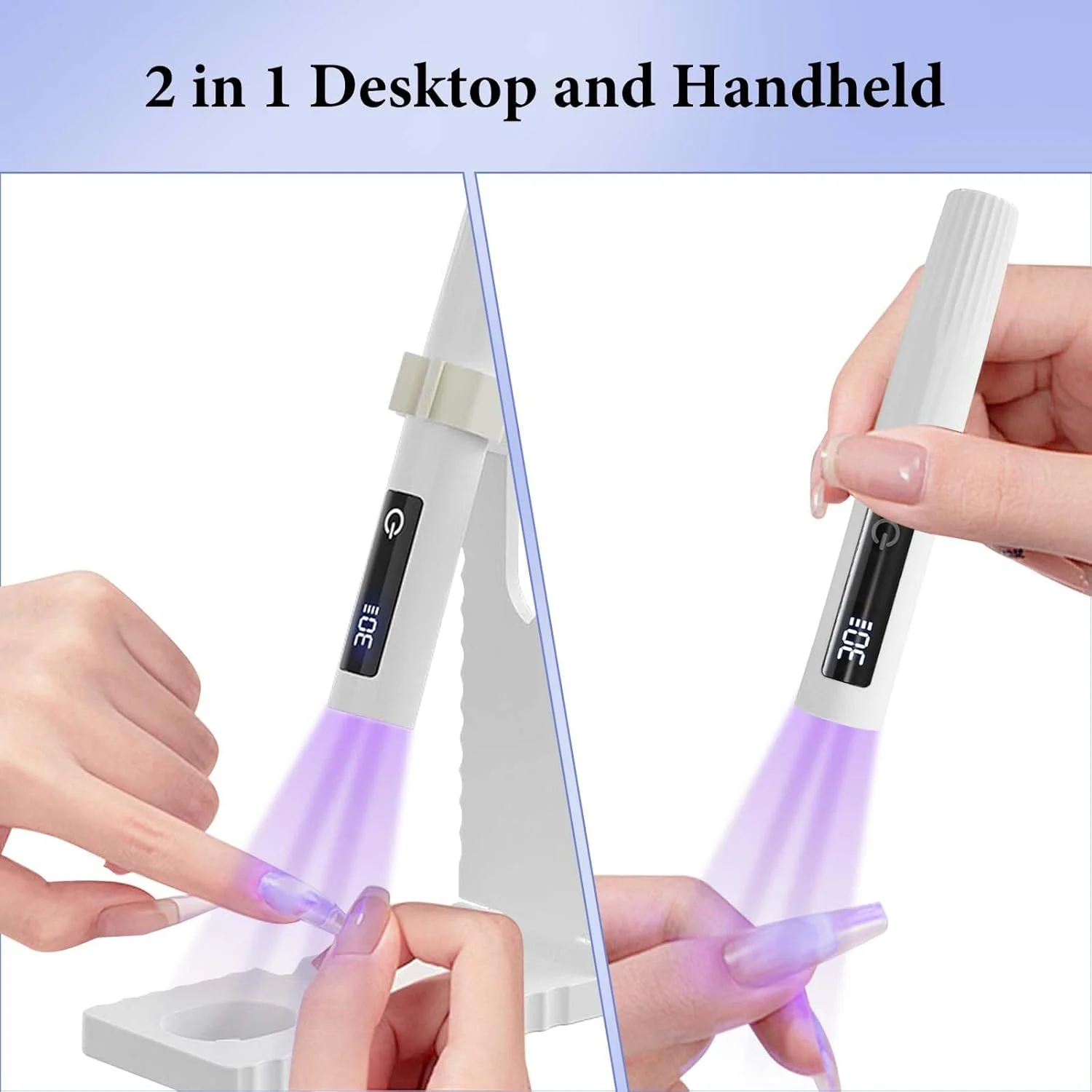 چراغ UV برای ژل ناخن، چراغ UV LED کوچک قابل حمل 30/60 ثانیه ای، خشک کن LED ناخن، چراغ UV کوچک قابل حمل برای لاک ژل ناخن برای خشک کردن چسب ناخن و تیپ ناخن (صورتی)