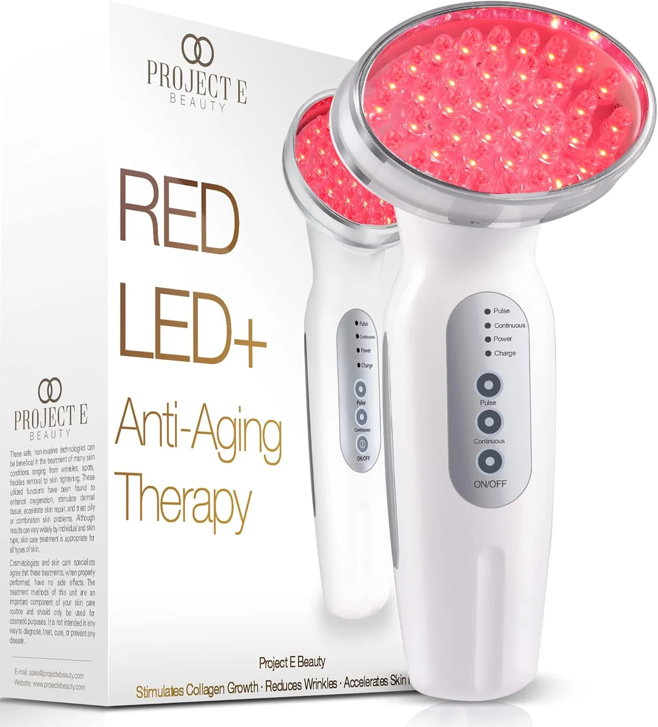 پروژه E Beauty درمان با نور قرمز LED+ ضد پیری | نور درمانی LED قرمز 630 نانومتری تقویت کلاژن مراقبت از پوست سفت کننده لیفتینگ سفت کردن پوست صاف کننده چین و چروک دستگاه حسگر کنترل نور حذف خطوط ریز