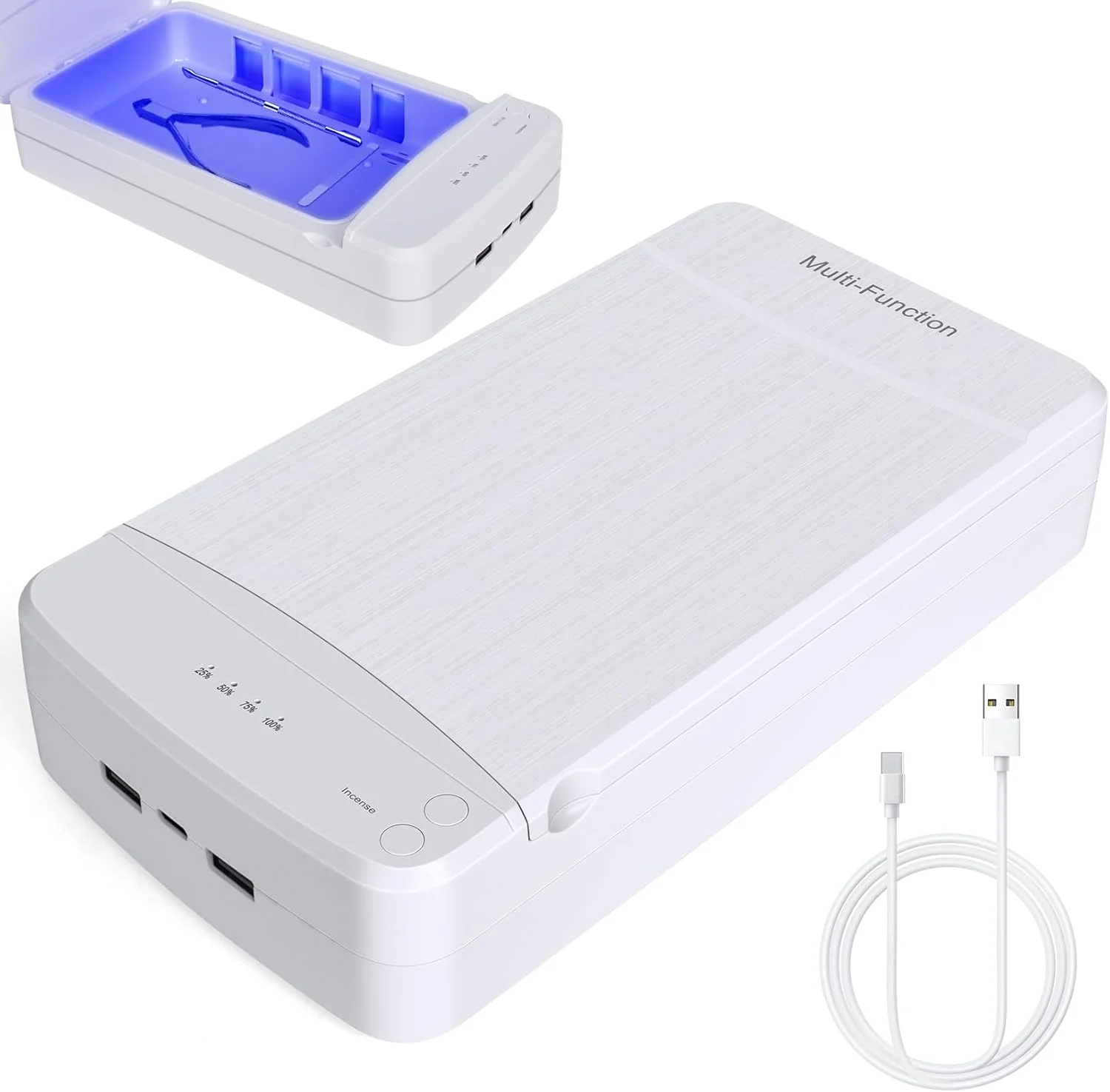 دستگاه استریلیزه کننده UV AORAEM، دستگاه استریلیزه کننده لامپ UV دو لایه قابل حمل برای ابزار، دستگاه ضد عفونی کننده UV حرفه ای با عملکرد بی صدا، مناسب برای ابزار ناخن و سالن های ناخن (سفید)