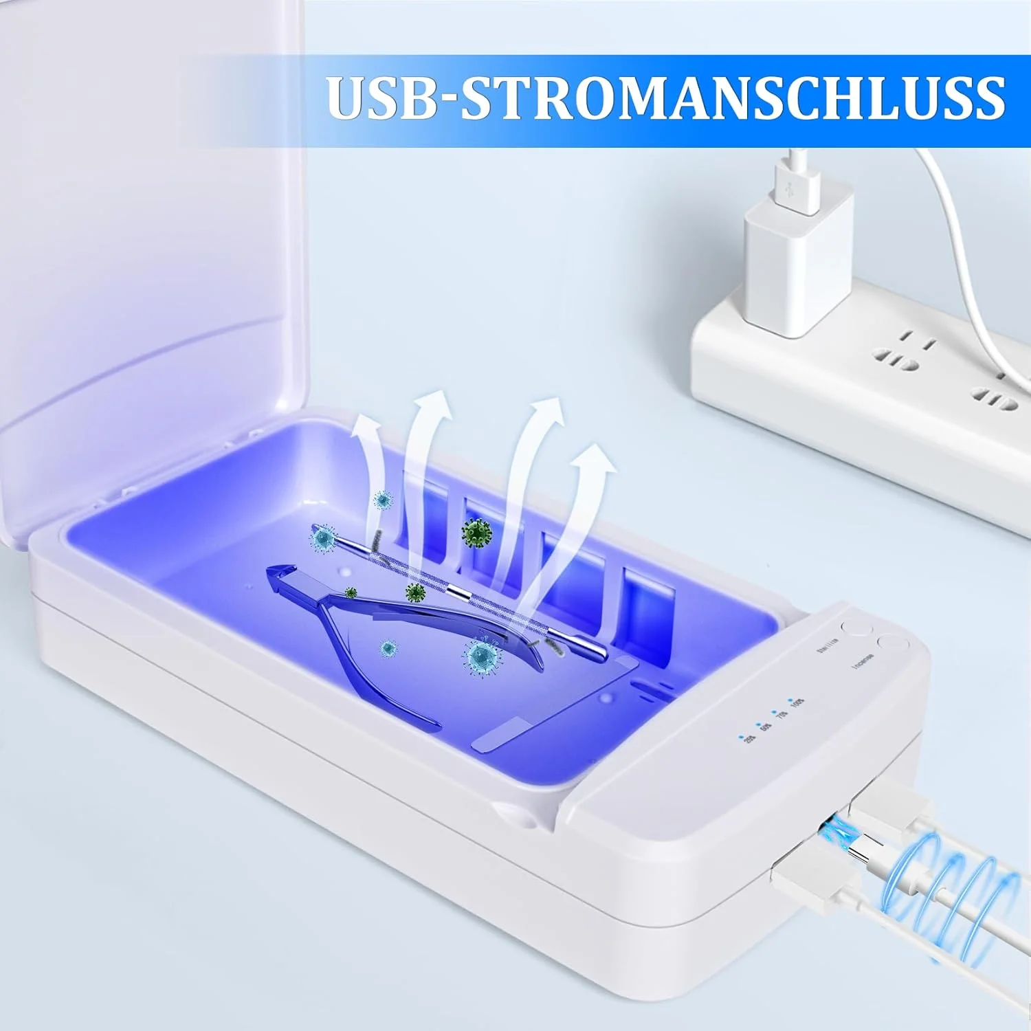 دستگاه استریلیزه کننده UV AORAEM، دستگاه استریلیزه کننده لامپ UV دو لایه قابل حمل برای ابزار، دستگاه ضد عفونی کننده UV حرفه ای با عملکرد بی صدا، مناسب برای ابزار ناخن و سالن های ناخن (سفید)