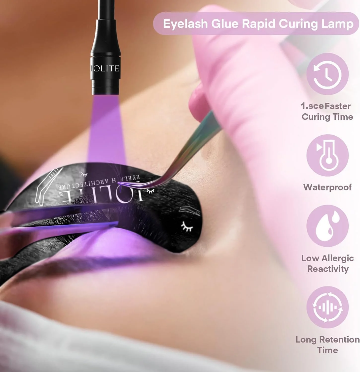 چراغ مژه آیولایت UV مشکی – چراغ خشک کننده اکستنشن مژه - چراغ LED بی سیم حرفه ای خشک کننده مژه – خشک کن چسب UV قابل شارژ برای اکستنشن مژه – ابزار مژه سریع و ایمن برای سالن ها و هنرمندان