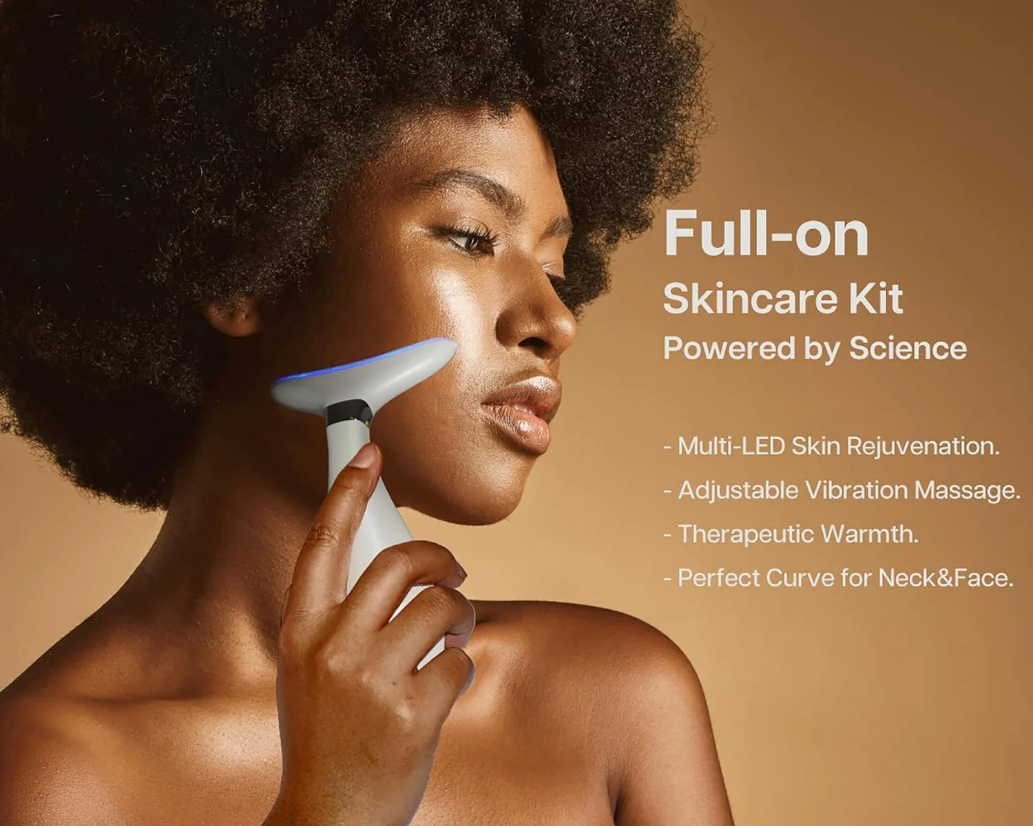 ماساژور گردن و صورت VRAIKO LILY، ابزار فرم دهی صورت، دستگاه جوانسازی پوست با حرارت، LED سه گانه و ویبره، برای ضد پیری، لیفت و سفت کردن پوست شل (سفید صدفی)