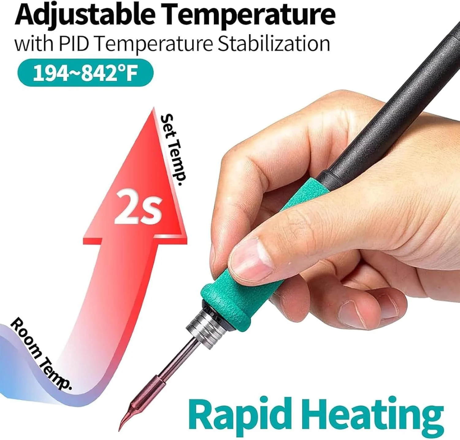 دستگاه لحیم کاری دقیق، سیم لحیم بدون سرب، سازگار با دسته C210 و C245، کالیبراسیون خودکار دما، حالت خواب، نمایشگر تمام رنگی، 50 وات (دسته 210)