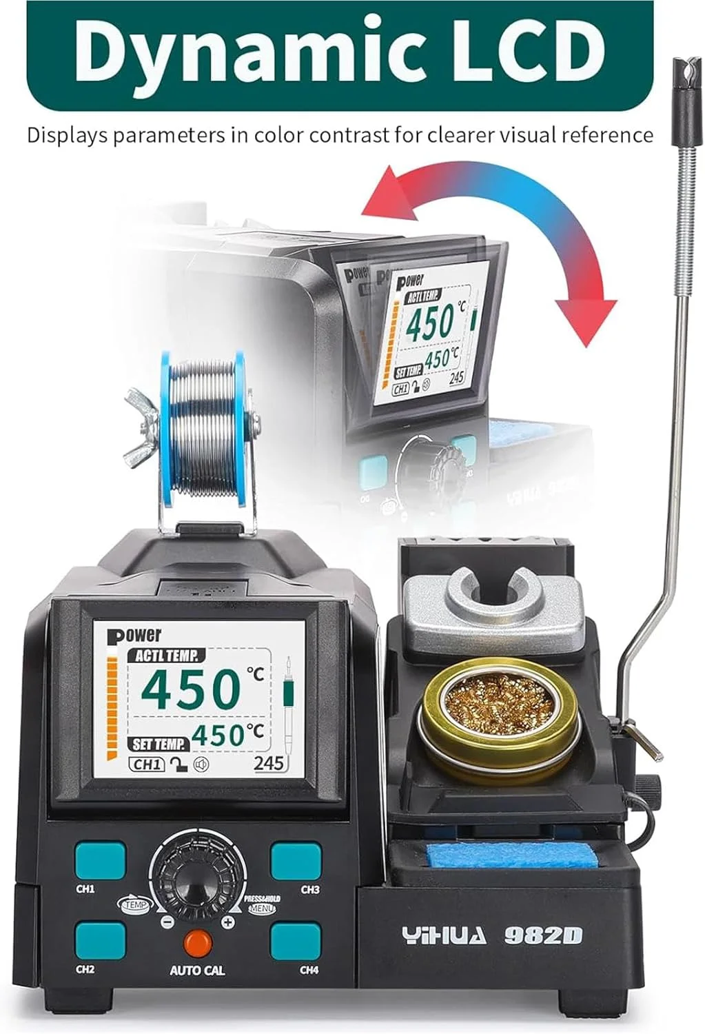 دستگاه لحیم کاری دقیق، سیم لحیم بدون سرب، سازگار با دسته C210 و C245، کالیبراسیون خودکار دما، حالت خواب، نمایشگر تمام رنگی، 50 وات (دسته 210)