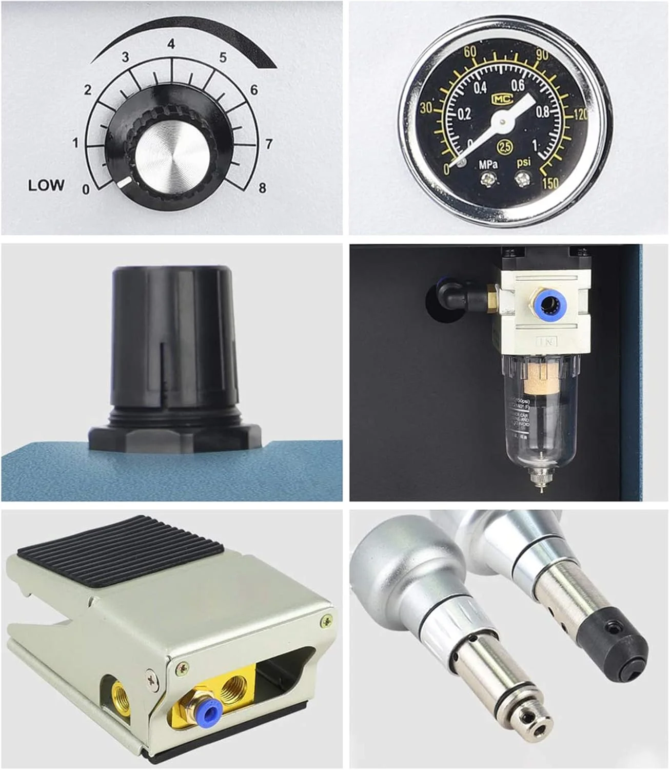 دستگاه حکاکی پنوماتیک 60 وات با دو دسته، 0-40000 ضربه در دقیقه، ابزار و تجهیزات جواهرات با کیفیت بالا، فشار هوا 0-30Psi