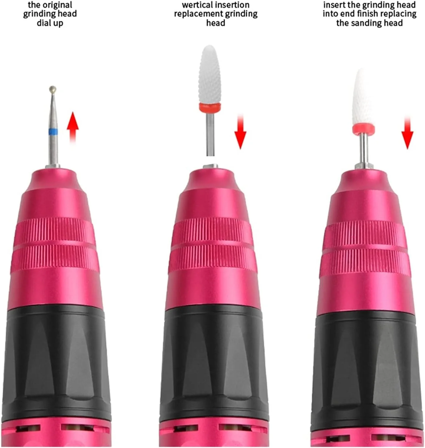 دستگاه سوهان ناخن برقی حرفه ای 35000 دور در دقیقه با قطعه دستی فلزی و کاترهای فرز، مناسب برای هنر ناخن و ناخن های اکریلیک (رنگ: قرمز)