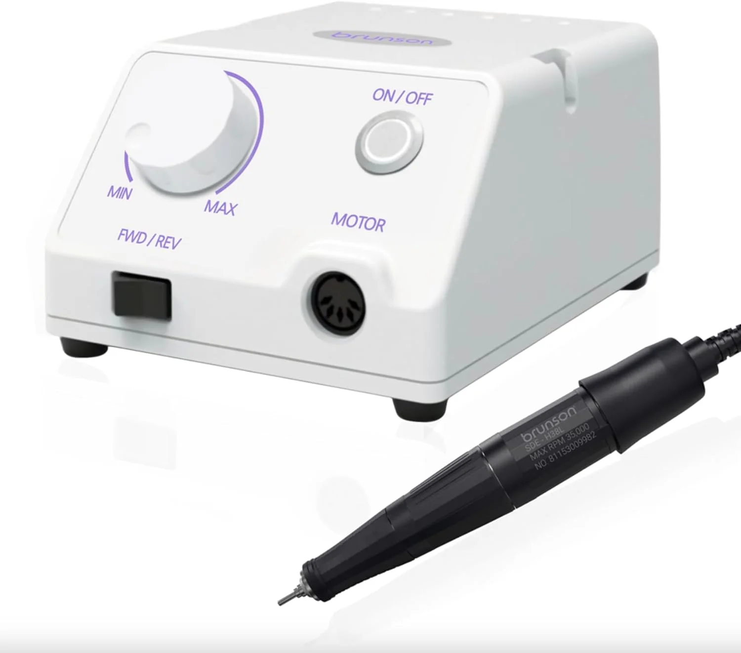دستگاه سوهان برقی ناخن حرفه ای Brunson Sterling Pro Master با سرعت 35000 دور در دقیقه به همراه هندپیس مشکی