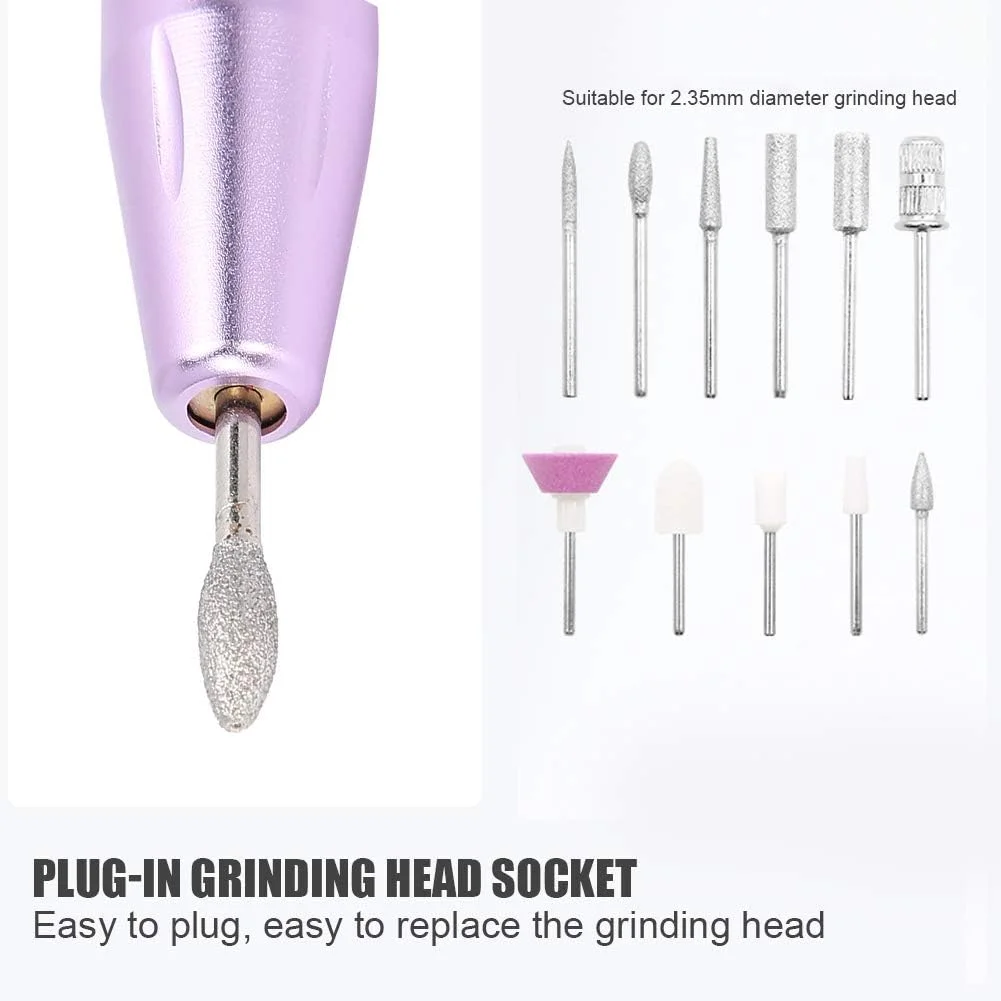 قلم دریل ناخن، قلم هندپیس قابل حمل دریل ناخن برای پولیش، مناسب برای استفاده در خانه و سالن ناخن، برای سوهان کشی (صورتی)