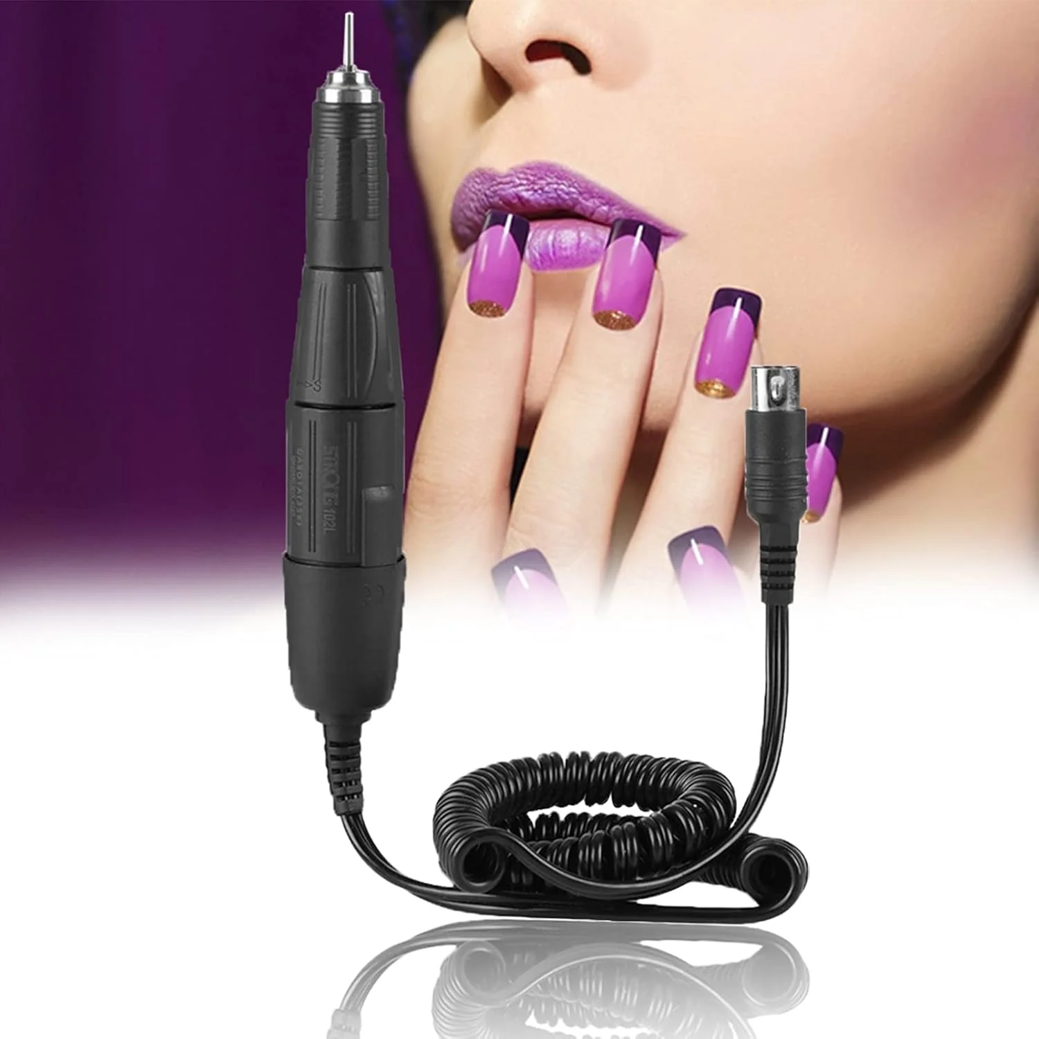 دسته سوهان برقی ناخن مدل 102L-2.35mm، مناسب برای دستگاه مانیکور برقی ناخن - مناسب برای سالن های حرفه ای و مانیکور (مشکی)