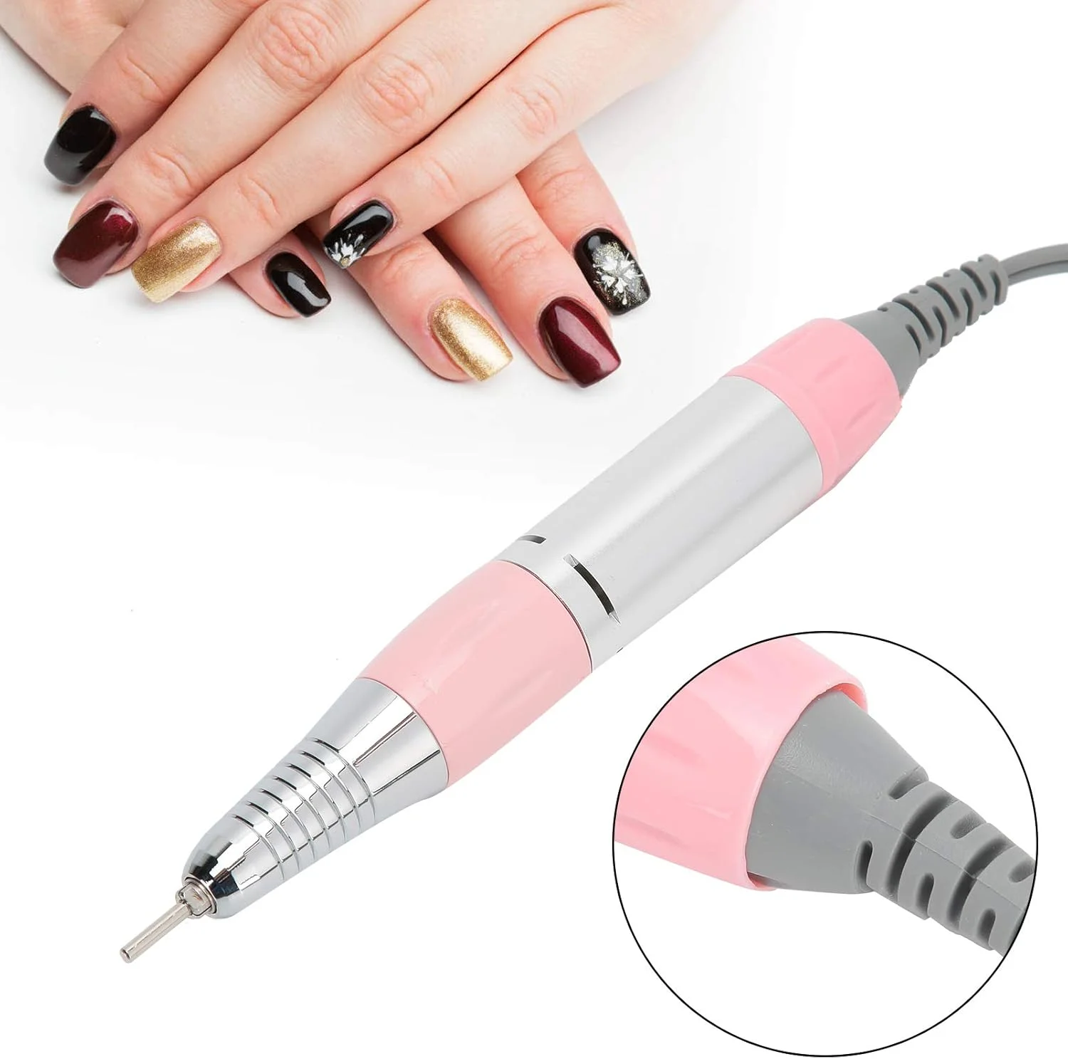 دسته برقی سوهان ناخن، قلم پرداخت و سنگ زنی فلزی، لوازم جانبی هنر ناخن