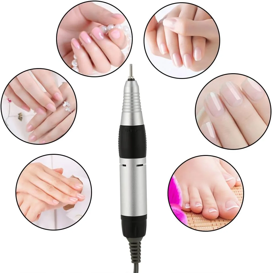 دریل، هندپیس دریل ناخن، دسته دریل برقی هنر ناخن در 4 رنگ، ابزار و لوازم جانبی مانیکور پدیکور (مشکی)