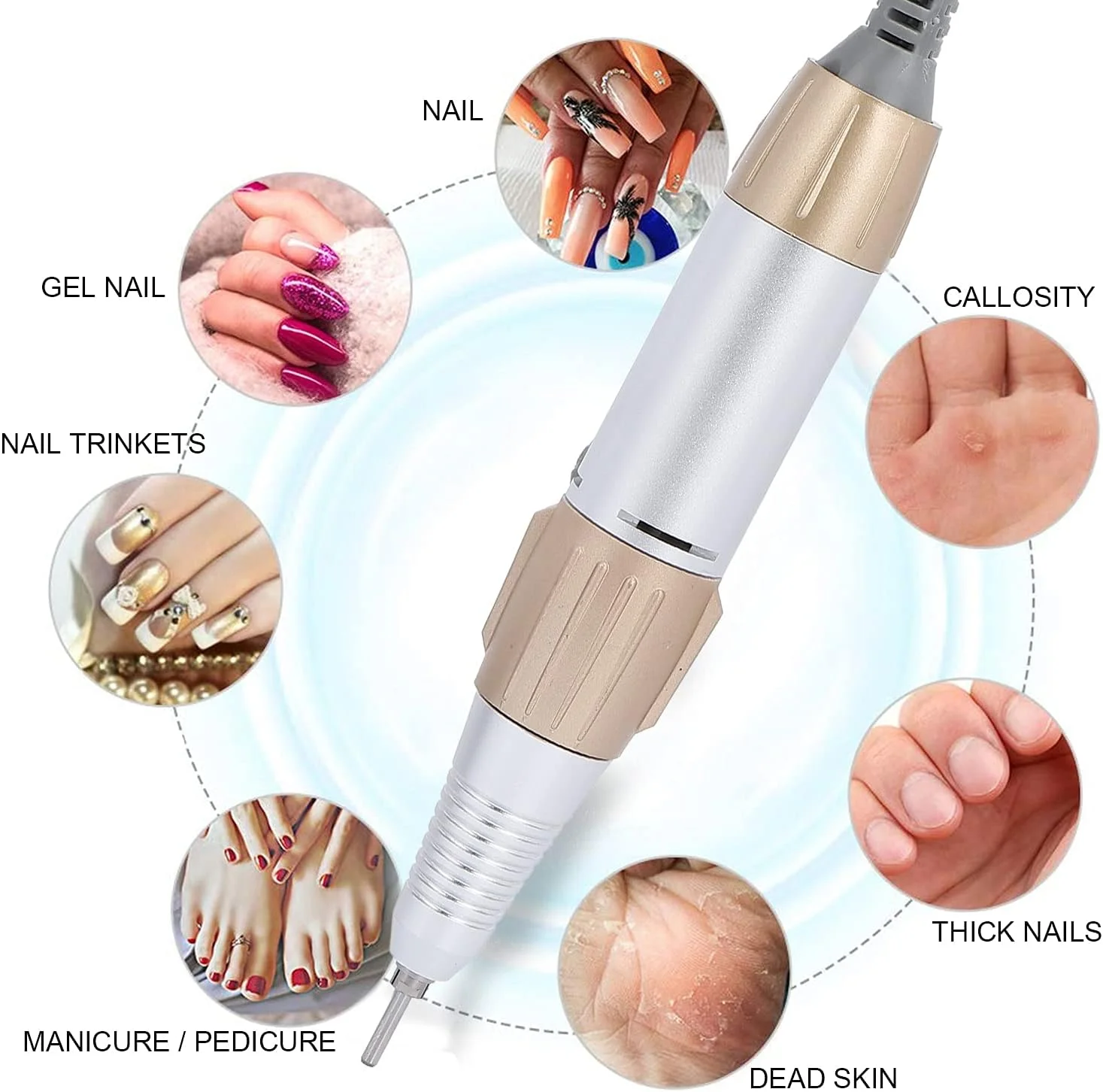 دسته جایگزین دستگاه مانیکور، دسته دستگاه مانیکور برقی، دسته کم صدا و کم حرارت، لوازم جانبی دستگاه مانیکور، دسته جایگزین طلایی دستگاه مانیکور