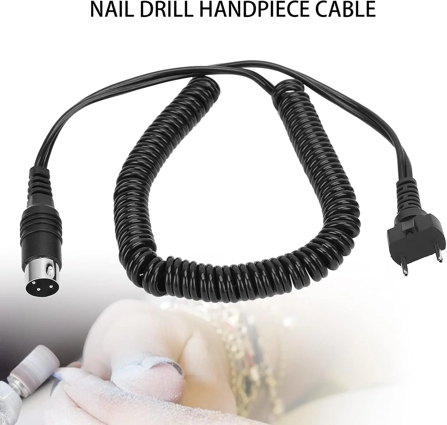 سیم جایگزین هندپیس دستگاه سوهان برقی، کابل برق دستگاه مانیکور برقی، لوازم جانبی جایگزین کابل هندپیس (مشکی)